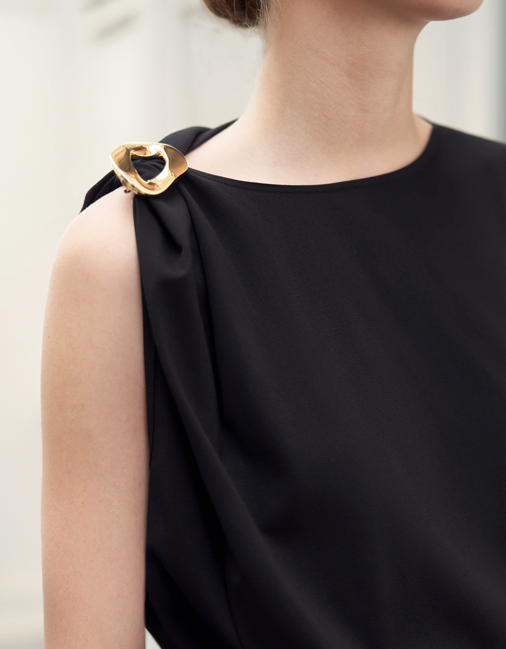 Shoulder Buckle Asymmetric Top