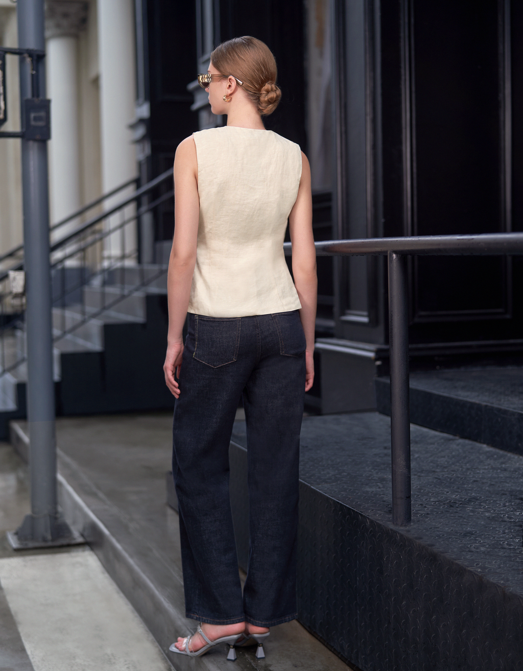 Sleeveless Wrap Linen Top