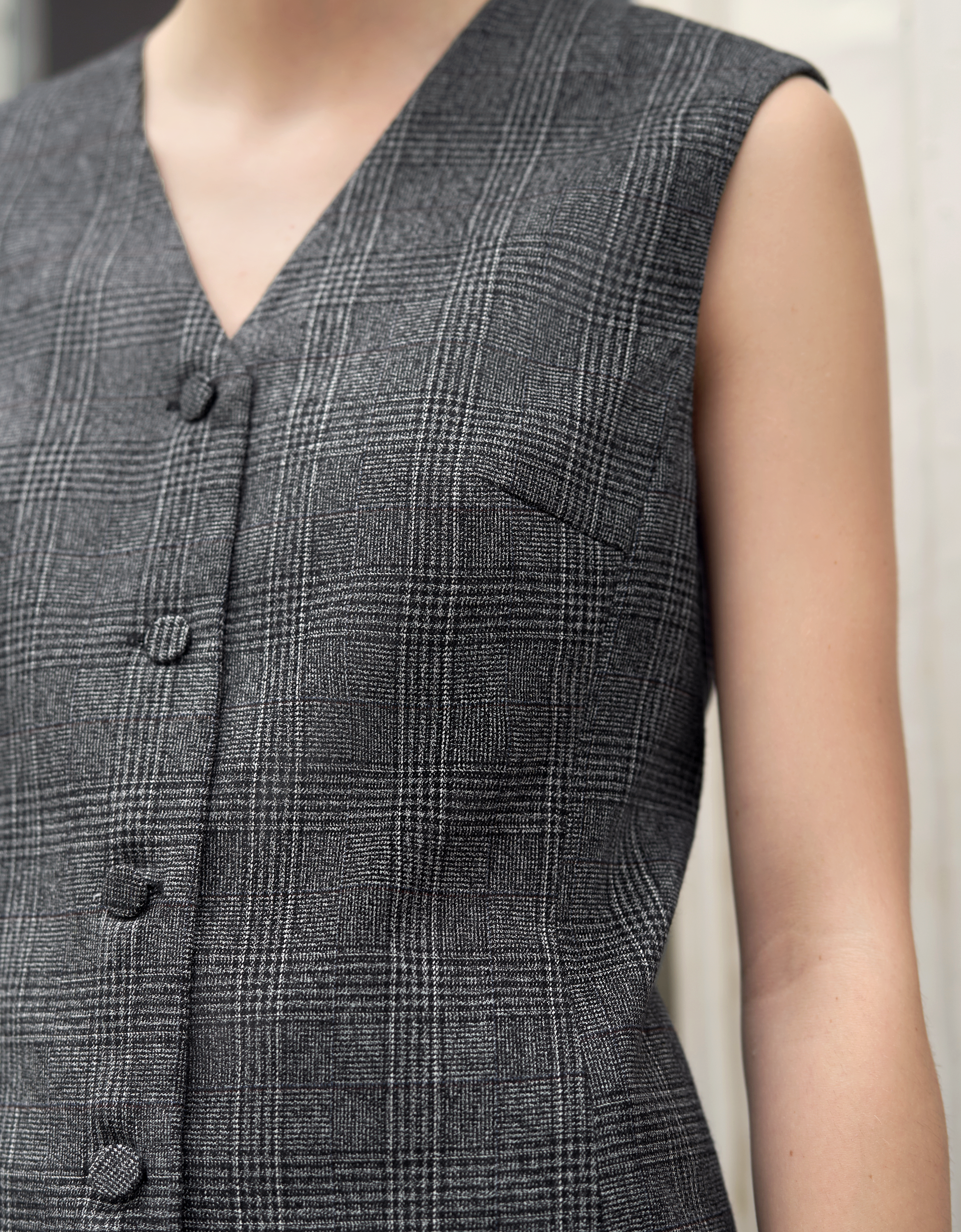 Bubble Hem Drop Waist Vest Dress