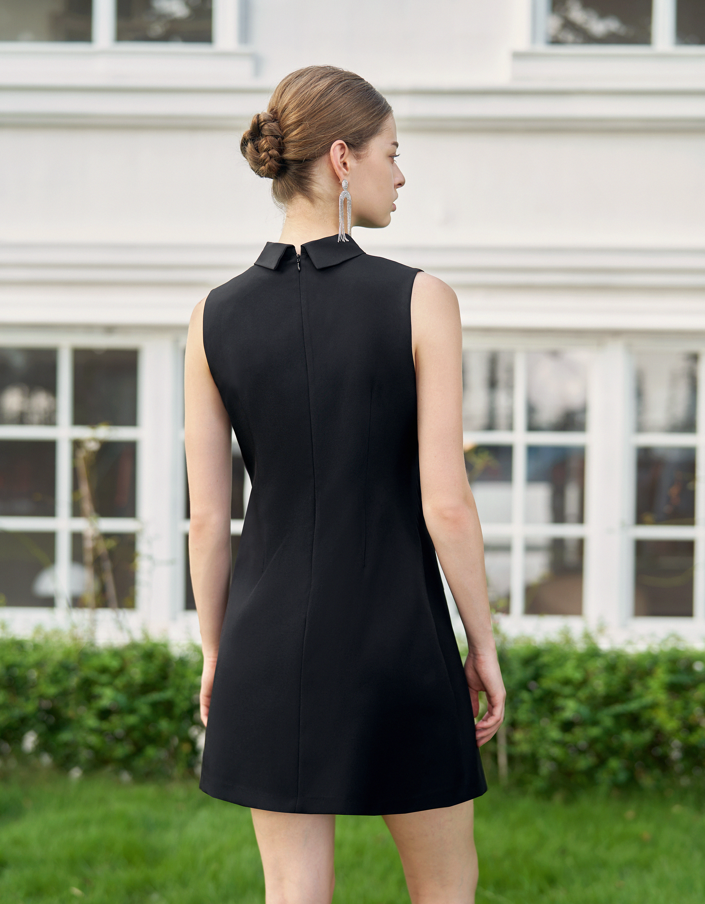 Bow Tie Pocket Front Sleeveless Dress