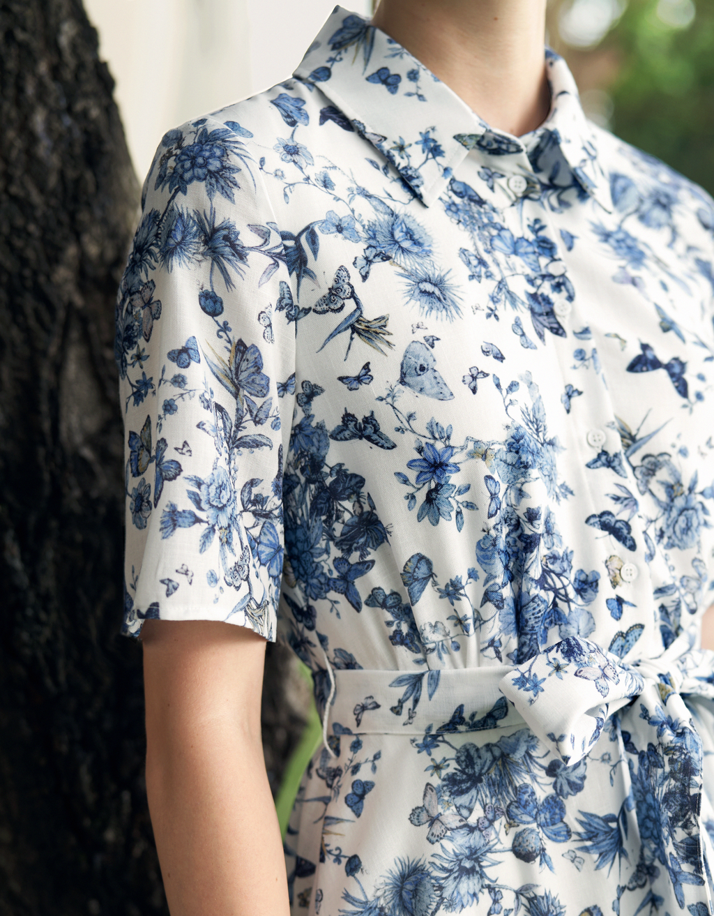 Short Sleeve Printed Midi Shirt Dress