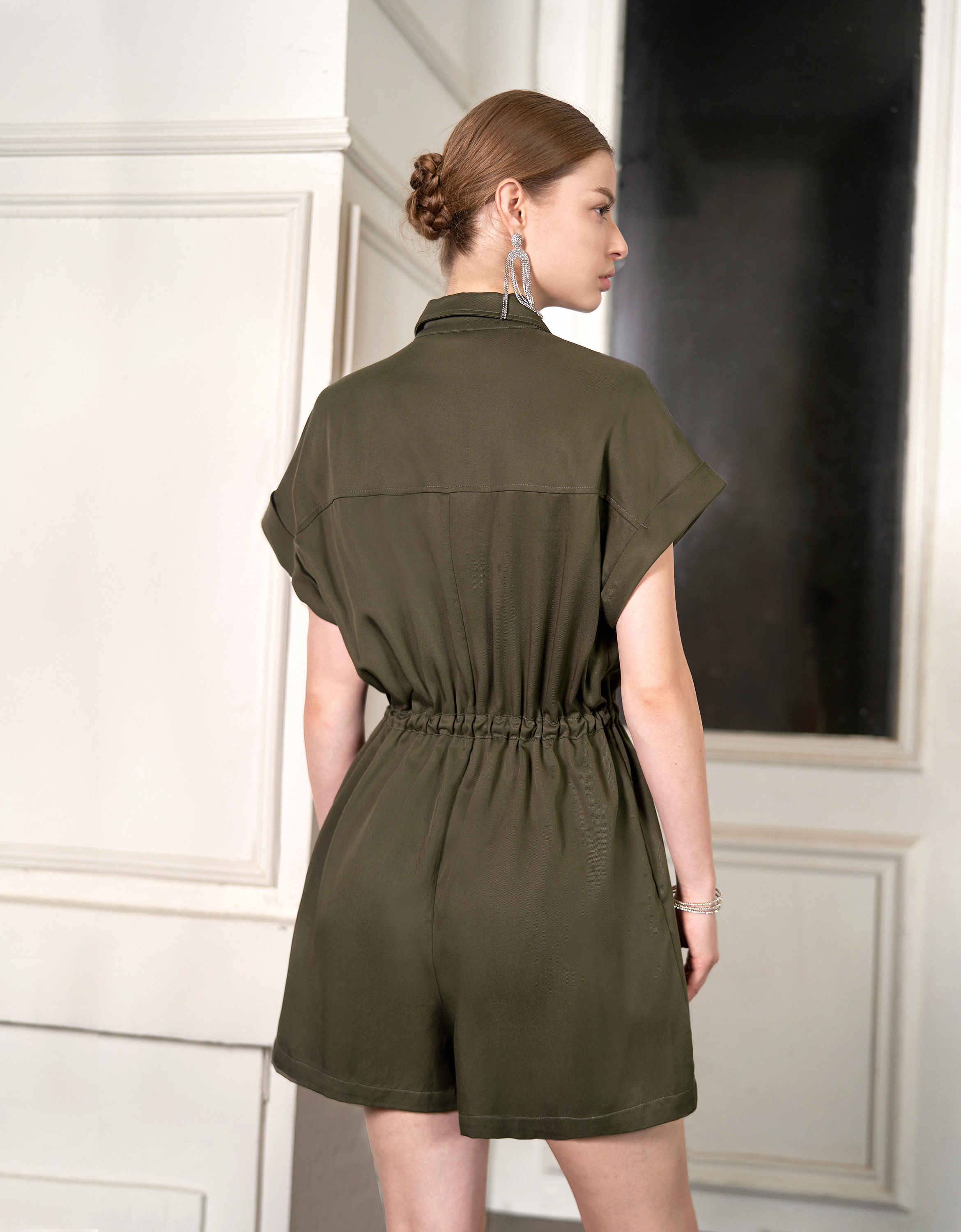 Short Sleeve Collared Romper