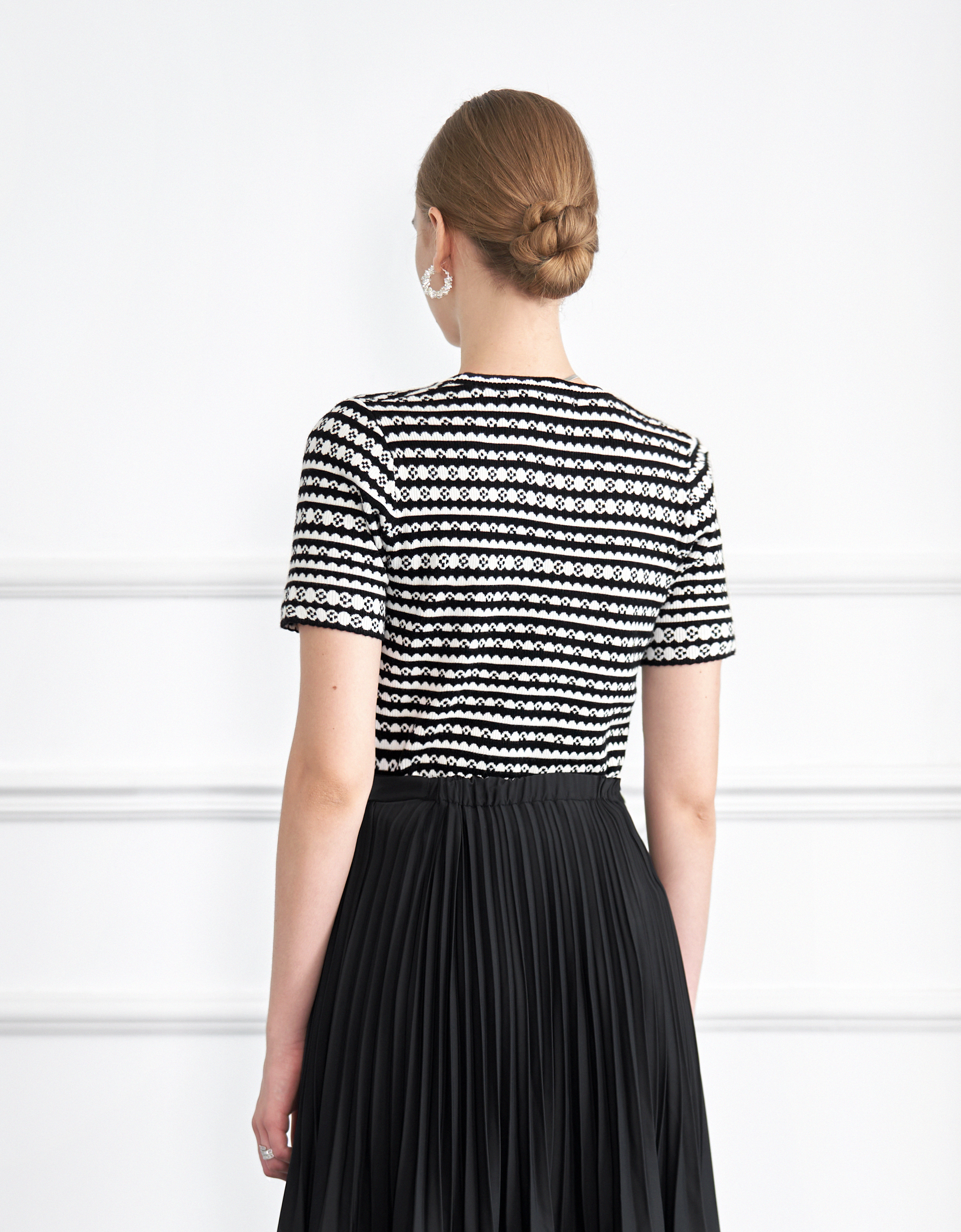 Short Sleeve Jacquard Stripe Top